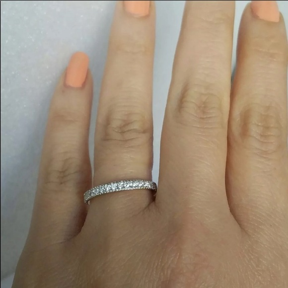 New Solid 14k Gold half Eternity Wedding Band Ring - Picture 3 of 7